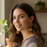 Elegant Kemp Stone Gold Plated Jhumka Earrings