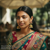 Traditional Kemp Jhumka Earrings with Ruby and Green Stones