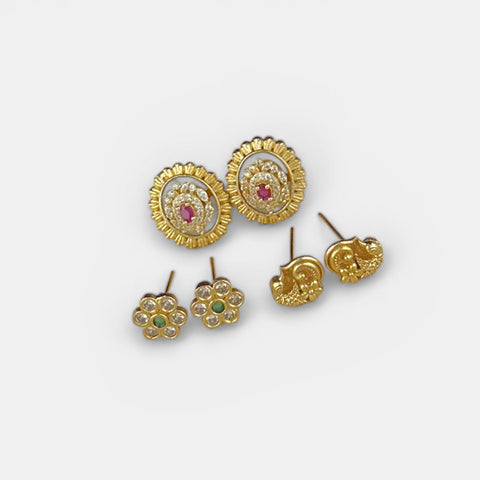 3 In 1 Premium AD Stone Changeable Stud for Party And Festive Wear