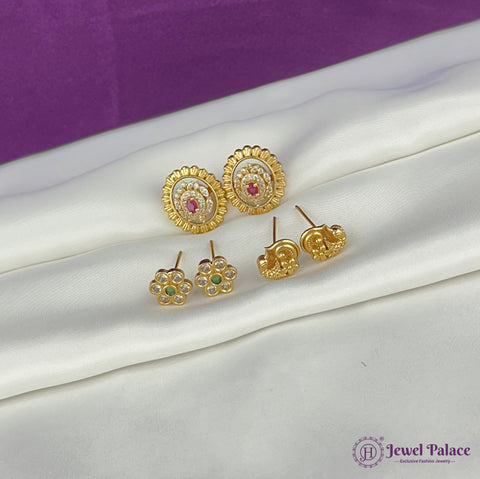 3 In 1 Premium AD Stone Changeable Stud for Party And Festive Wear