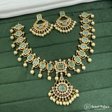 Premium Brass AD Stone Pearls Necklace Set