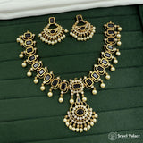 Premium Brass AD Stone Pearls Necklace Set