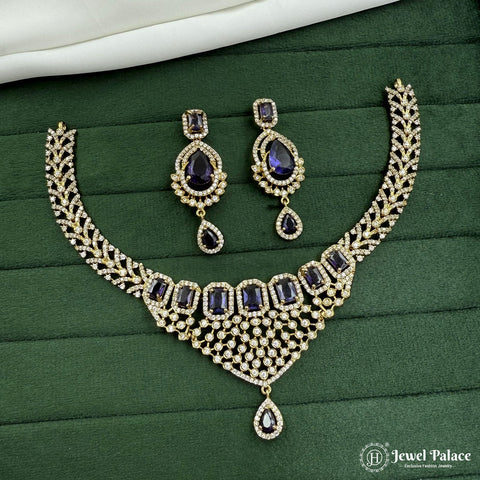 Sparkling AD Stone Brass Necklace for Women