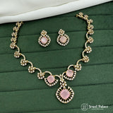 Designer Brass Necklace with Shimmering AD Stones