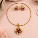Elegant AD Stone Brass Premium Necklace