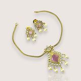 Elegant AD Stone With Paerls Premium Necklace