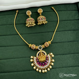 Premium Polished Brass Necklace Crystal AD Detailing