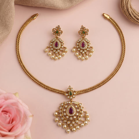 Radiant Brass Necklace Set for Women