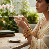 Traditional Antique Gold Temple Design Bangle Set Of 6