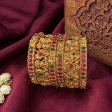 Traditional Antique Gold Temple Design Bangle Set Of 6