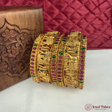 Traditional Antique Gold Temple Design Bangle Set Of 6 JH6811