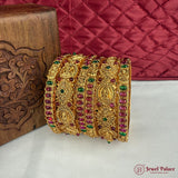 Traditional Antique Gold Temple Design Bangle Set Of 6 JH6812