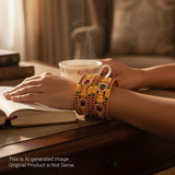 Traditional Antique Gold Temple Design Bangle Set Of 6 JH6814