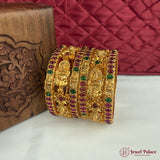 Traditional Antique Gold Temple Design Bangle Set Of 6 JH6817