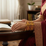 Traditional Antique Gold Temple Design Bangle Set Of 6 JH6817