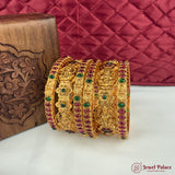 Traditional Antique Gold Temple Design Bangle Set Of 6 JH6818