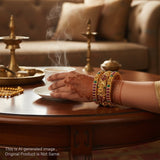 Traditional Antique Gold Temple Design Bangle Set Of 6 JH6819