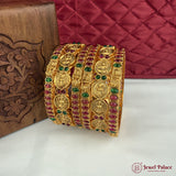 Traditional Antique Gold Temple Design Bangle Set Of 6 JH6820