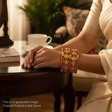 Traditional Antique Gold Temple Design Bangle Set Of 6 JH6820