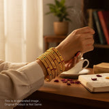 Traditional Antique Gold Temple Design Bangle Set Of 6 JH6821