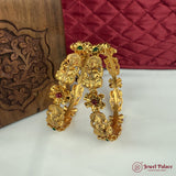 Traditional Antique Gold Temple Design Bangle Set Of 2