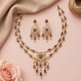 Beautiful 2 Laye AD Stone Premium Necklace With Earrings