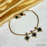 Beautiful Traditional Palakka Necklace Set with Gold Finish
