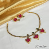 Beautiful Traditional Palakka Necklace Set with Gold Finish