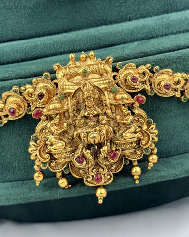 Traditional Gold Plated With Beautiful Pearl Semi Bridal Temple Jewellery JH6857