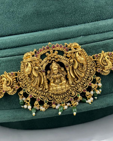 Traditional Gold Plated With Beautiful Pearl Semi Bridal Temple Jewellery JH6858