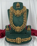 Traditional Gold Plated With Beautiful Pearl Semi Bridal Temple Jewellery JH6859