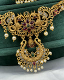 Traditional Gold Plated With Beautiful Pearl Semi Bridal Temple Jewellery JH6860