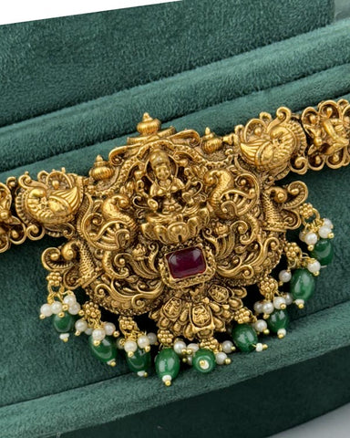 Traditional Gold Plated With Beautiful Pearl Semi Bridal Temple Jewellery JH6861