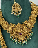 Traditional Gold Plated With Beautiful Pearl Semi Bridal Temple Jewellery JH6861