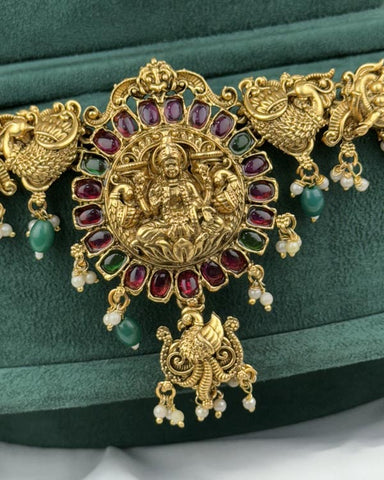 Traditional Gold Plated With Beautiful Pearl Semi Bridal Temple Jewellery JH6864