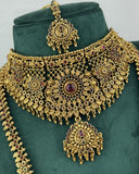 Traditional Gold Plated With Beautiful Pearl Semi Bridal Temple Jewellery JH6865