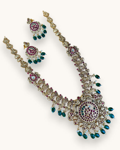 Beautiful Gold Plated Kemp Stones Temple Haram Set JH6867