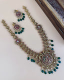 Beautiful Gold Plated Kemp Stones Temple Haram Set JH6867
