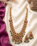 Beautiful Gold Plated Kemp Stones Temple Haram Set JH6867