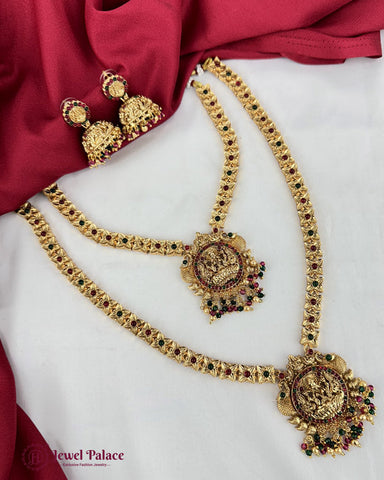 Beautiful Gold Plated Brass Kemp Stone Combo Jewellery Set JH6883
