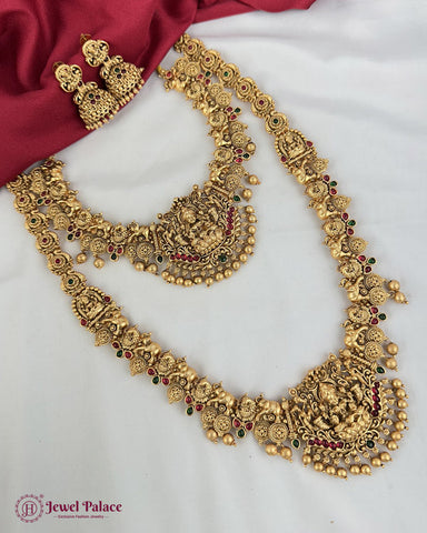 Beautiful Gold Plated Brass Kemp Stone Combo Jewellery Set JH6887