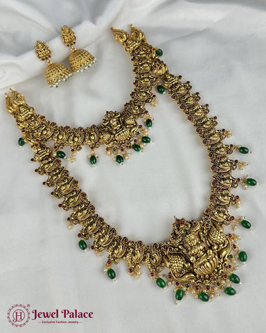 Beautiful Gold Plated Brass Kemp Stone Combo Jewellery Set JH6893