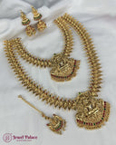 Beautiful Gold Plated Brass Kemp Stone Combo Jewellery Set JH6896
