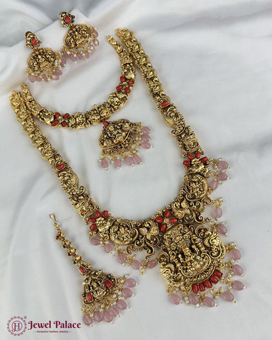 Beautiful Gold Plated Brass Kemp Stone Combo Jewellery Set JH6897