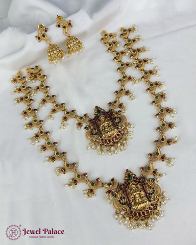 Beautiful Gold Plated Brass Kemp Stone Combo Jewellery Set JH6898