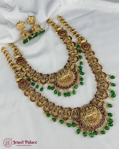 Beautiful Gold Plated Brass Kemp Stone Combo Jewellery Set JH6900