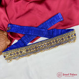 Decorative blue and gold belt on a red fabric background with 'Jewel Palace' branding.