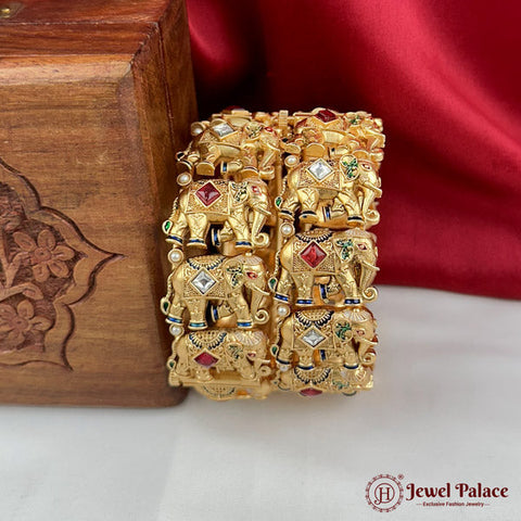 Beautiful Gold Plated High Quality Brass Premium Bangles Set Of 2