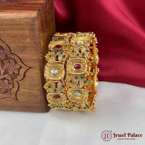 Beautiful Gold Plated High Quality Brass Premium Bangles Set Of 2