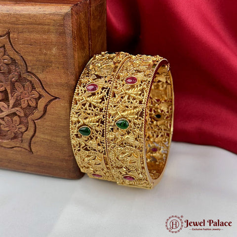 Beautiful Gold Plated High Quality Brass Premium Bangles Set Of 2